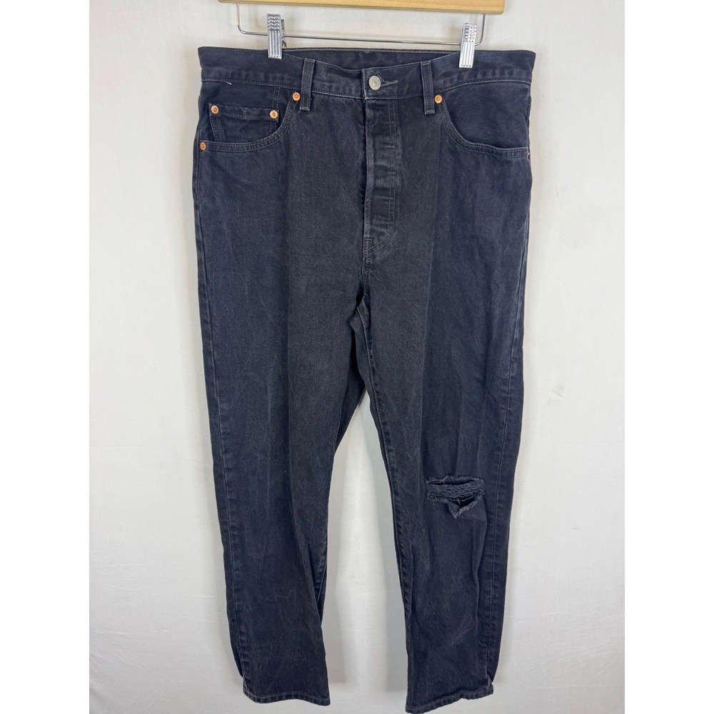 Levis 501 81 Premium Black Distressed‎ Straight Leg Button Fly Jeans Men 32x31